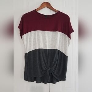 Lovely Souls Colorblock Women's Top - Burgundy, White, and Black